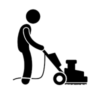icon of person using a carpet steam cleaning on ground